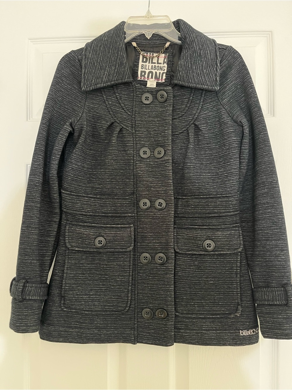Billabong Women's Charcoal Double-Breasted Pea Coat